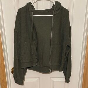 Olive Green Zip-Up Hoodie